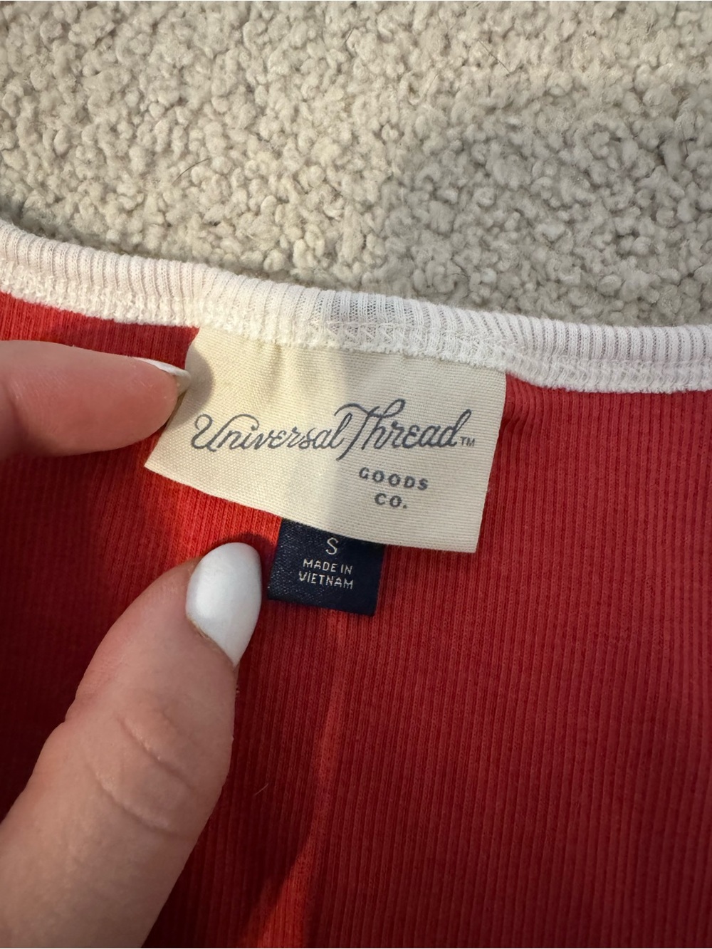 Universal Thread Red Ribbed Tank with White Trim - Picture 2 of 2